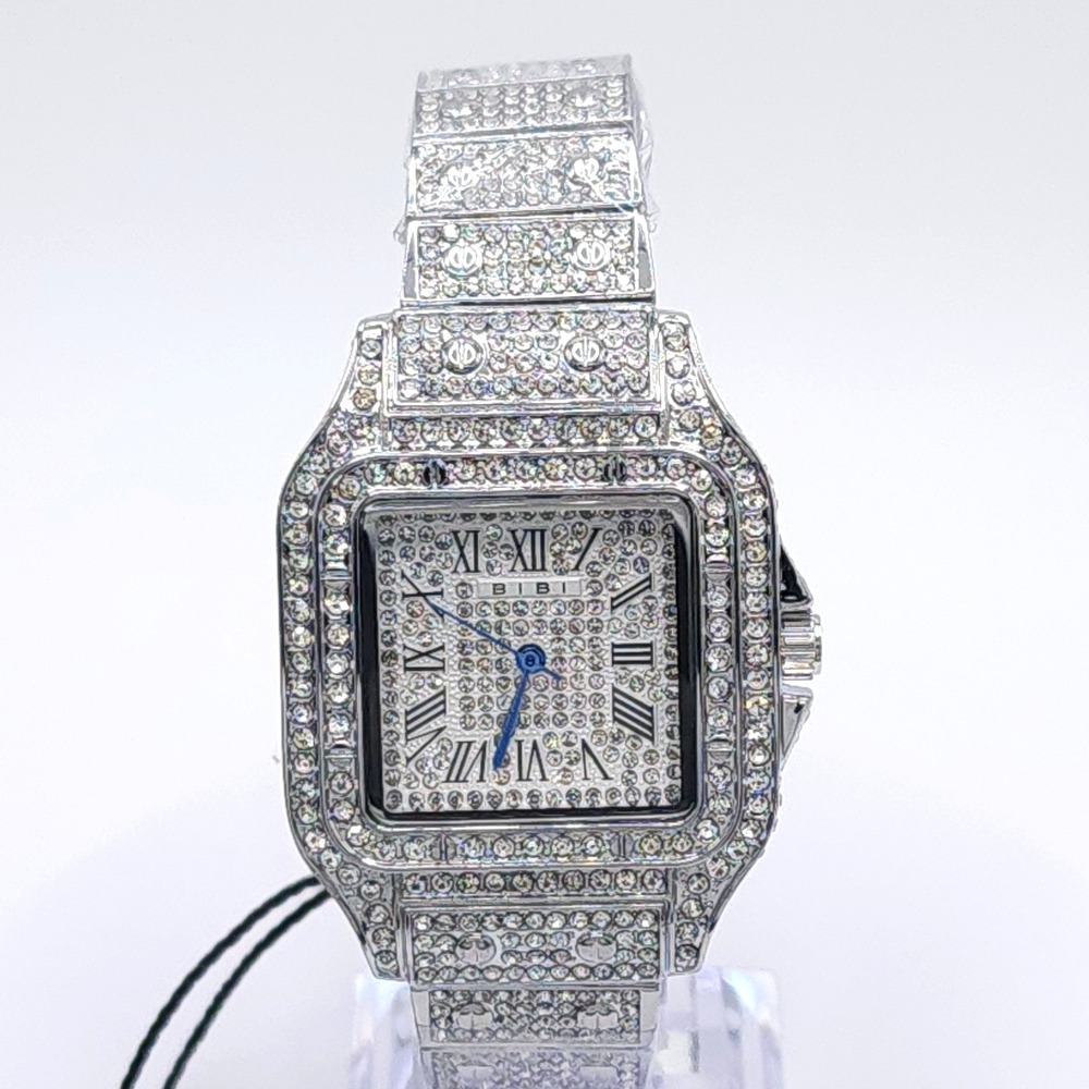 BIBI Iced Out Crystal Watch Silver 34mm - Picture 3 of 17